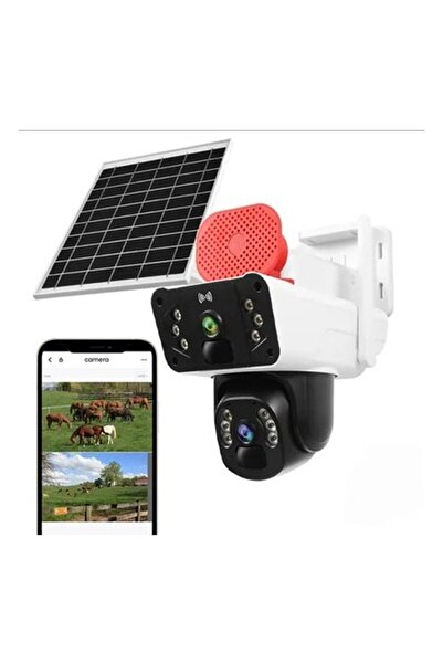 Urfakent 4g Solar Kamera Çift Kameralı Sim Kart Destekli Sirenli Güvenlik Kamerası