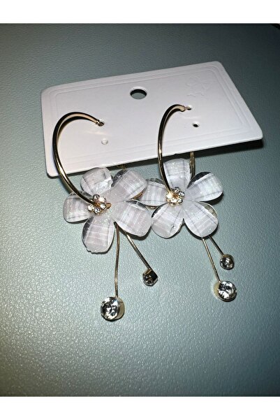 Haziran إكسسوار على شكل حرف C، أقراط معدنية كبيرة على شكل زهرة مع حجر زركون ص...