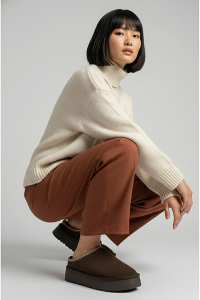 Roy Jones ®   I Lifestyle Trendy UGGSY Γυναικείες παντόφλες με κέντημα με λεπτομέρειες και επένδυση από γούνα