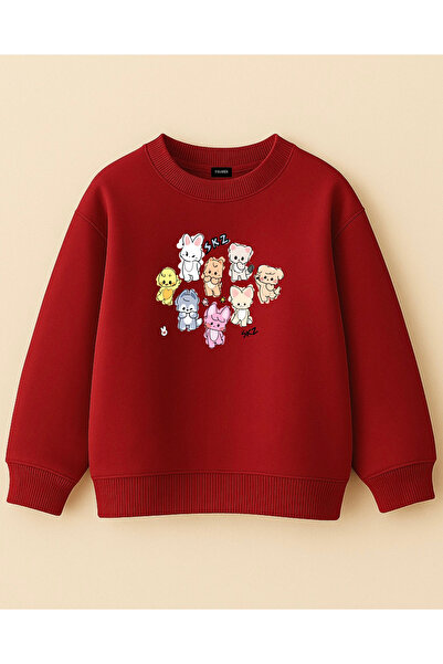 fasardi Skzoo Leebit Han Quokka Bbokari cu imprimeu supradimensionat fără șardons 3 șiruri. Hanorac unisex pentru copii cu mânecă lungă tricou