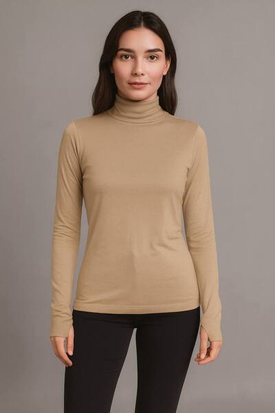 ALDAIYR Round Neck Women's Long Sleeve Stretch Fabric Bodysuit with Toes