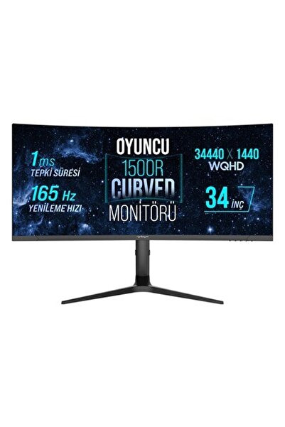 Warp WRP34-165-B 34" 165HZ 1ms Rgb Curved (Hdmı + Display Port) Freesync + G-Sync (3440*1440) Wqhd O