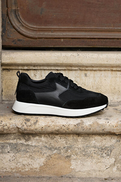 Vantaggio Zorro Black 100% Genuine Leather Men's Sneaker Shoes