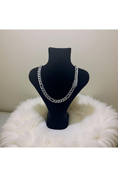 ZEY 925 Ayar Gümüş Zirkon Taşlı Kalın Zincir Kadın Hediyelik Kolye