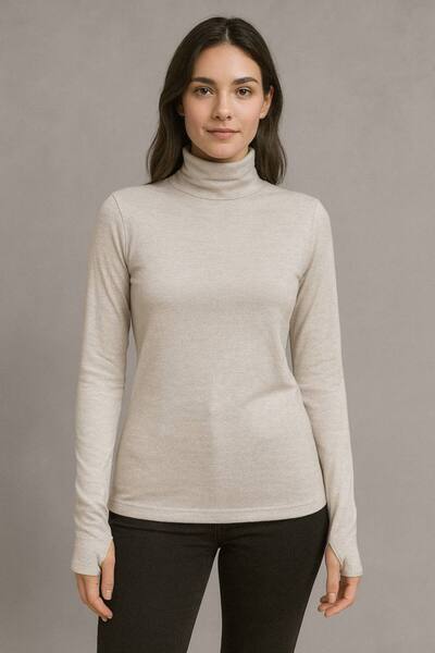 ALDAIYR Round Neck Women's Long Sleeve Stretch Fabric Bodysuit with Toes