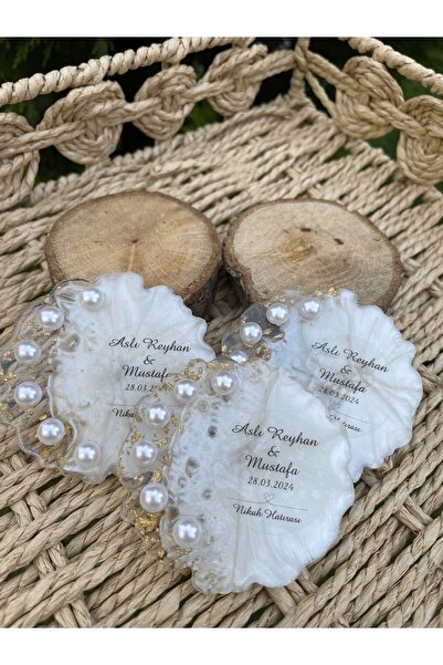 TURKAFONE 30 ADET incili Gold Epoksi Magnet Düğün,Söz,Nişan,Nikah,Mevlüt Magn...