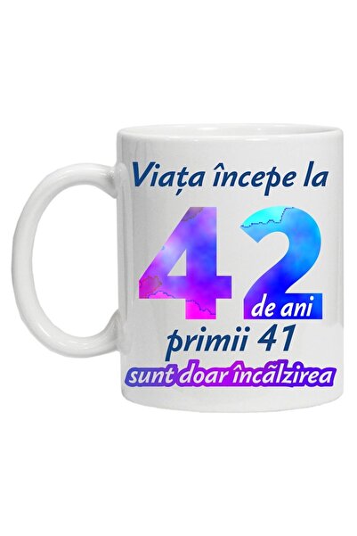 CRD PRINT Personalized Mug "Life Begins At", 42 Years, CRD PRINT, 330ml, White