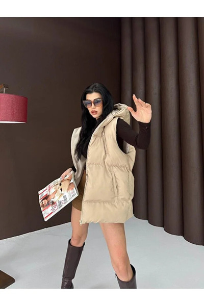 CyRo Women's High Quality Inflatable Hooded Zipper Coat Vest