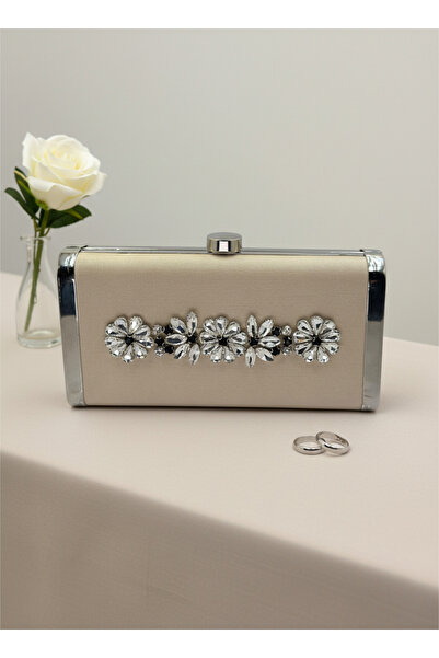 Wedding Fashion Ten Nude Complete Metal Frame and Crystal Embroidered Glittery Satin Evening Dress Bag Wedding Engagement Graduation