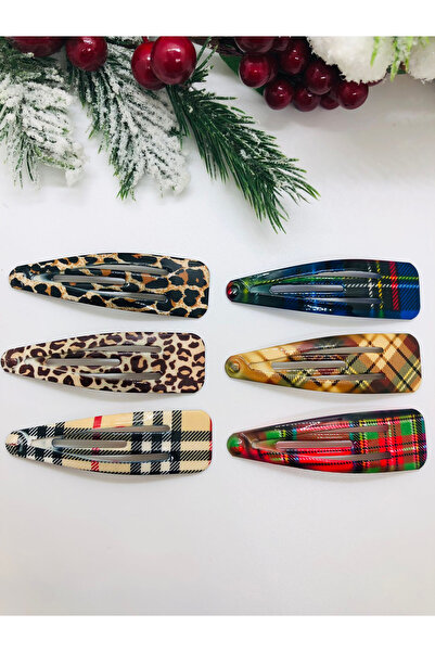 İnDerin Σετ κουμπώματα με καρό σχέδιο 6 τεμαχίων Μεγάλο μέγεθος 7 εκ.