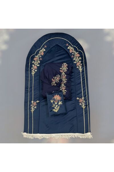 MAYAR طقم ملكي٣ قطع شرشف صلاه سجاد فوم مطرز بيت مصحف