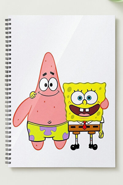 BLACKONECLASS SÜNGER BOB A5 Metal Spiralli Çizgisiz Sert Kapak SÜNGER BOB Defter