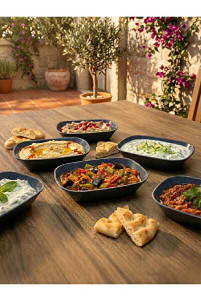 INNOX 14 cm Oval Square Boat-Shaped Appetizer & Nut Plate |   Unbreakable Polycarbonate, Anthracite (6 Pieces)