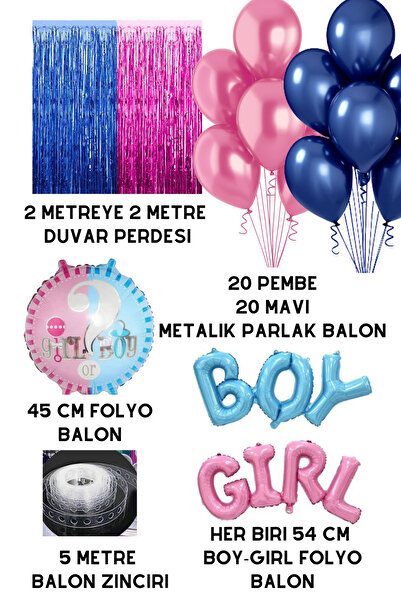 Baloncu Dede Baby Shower Party Set Gender Reveal Party Set Gender Reveal Party Supplies Balloons