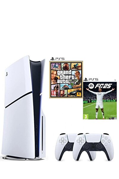 Sony Playstation 5 Slim Standart Edition + 2. PS5 DualSense + Fc 25 + GTA 5