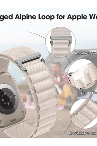 OEM Alpine Loop Ivory Nylon Strap, Compatible with Apple Watch, 42–49 mm