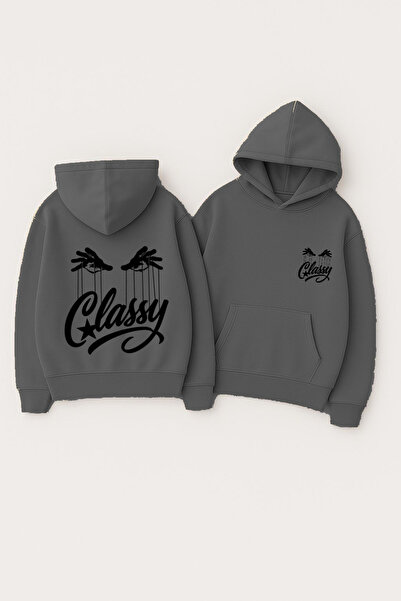 CLASSY.MODA Unisex cu glugă supradimensionat cu imprimeu Swea tricou – Imprim...