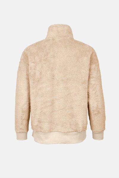 Tchibo Women Textured Long Sleeve Half Zipper Jacket, Beige