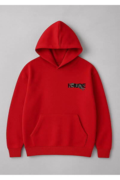 LORVEX Hanorac supradimensionat unisex cu glugă, 100% bumbac, imprimat RHUDE