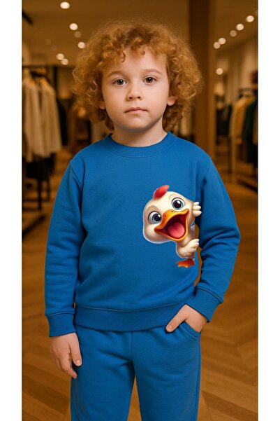 playwear Παιδικό Φούτερ Σετ με στάμπα πάπιας για κορίτσια και αγόρια, με λαιμ...