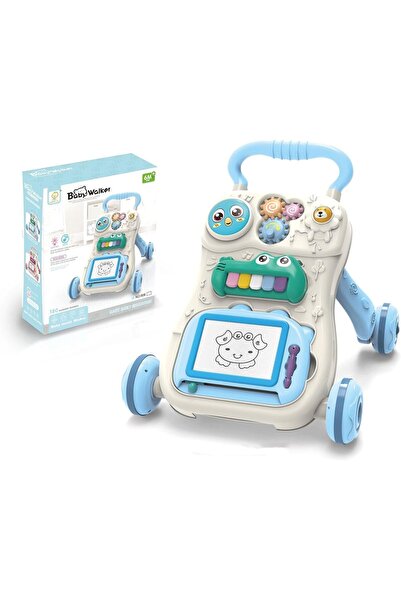 South house 3-in-1 Baby Walker Push Walker with Drawing Board and Musical Activity Center, 12-36 months (Blue)