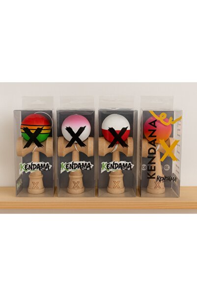 Inovius Kendama X 18 cm - model profesional din lemn cu bila colorata - KEND5510