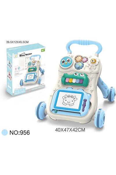 South house 3-in-1 Baby Walker Push Walker with Drawing Board and Musical Activity Center, 12-36 months (Blue)