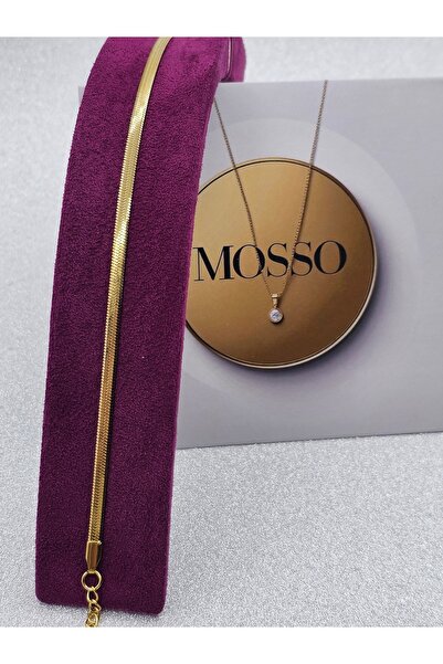 Mosso Steel سوار إيطالي من الفولاذ المطلي بالذهب على شكل سلسلة مموجة من شوبينغ