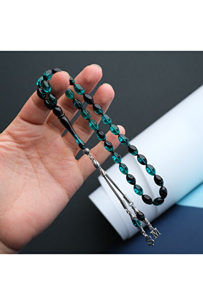 TESBİHEFENDİ Harfli Kutulu Gümüş Püskül ateş Kehribar Tesbih