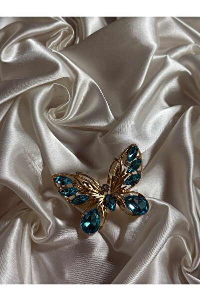 Mihristore Mavi Kelebek Broş Mavi Taş Broş Yaka iğnesi