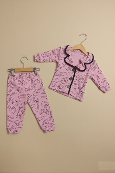 GİRL EMELY Baby Top and Bottom Combed Cotton Pajama Set Mixed Character Printed
