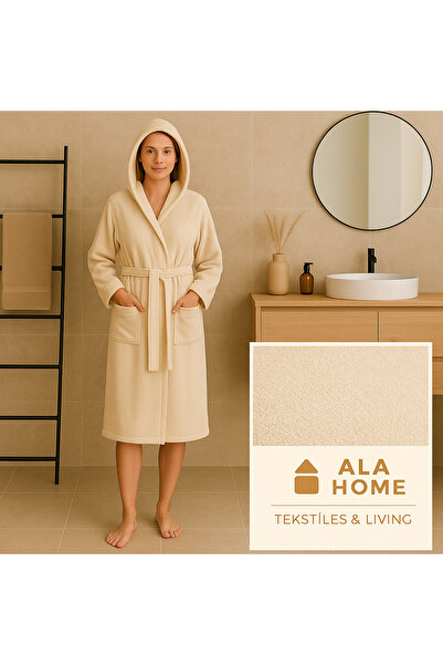 HOME ALA Micro Cotton Unisex Bornoz | %100 Pamuklu Kapisonlu Bornoz