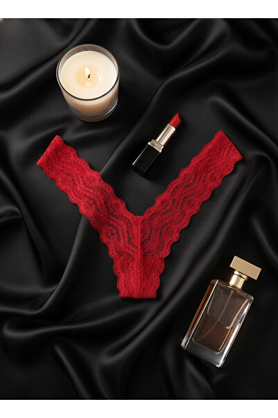 Estilo Lingerie Lace Detailed Women's Thong Panties Christmas Gift Panties Pack of 4