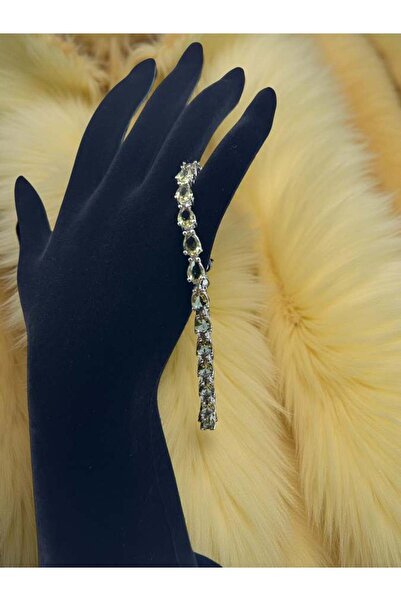 ZEY 925 Ayar Gümüş Yeşil Zirkon Taşlı Kadın Hediyelik Bileklik