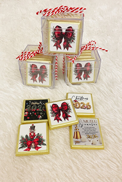 EMAR Yılbaşı hediyelik çikolata 1 adet kutu içerisinde 5 adet 2026 etiketli madlen çikolata