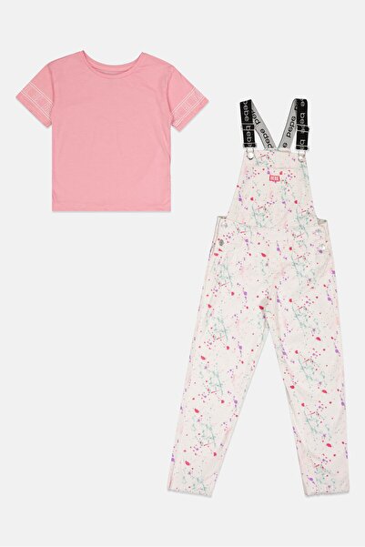 Bebe Kids Girl 2 Pieces Splatter Print Top And Jumpsuit Set, Multicolor