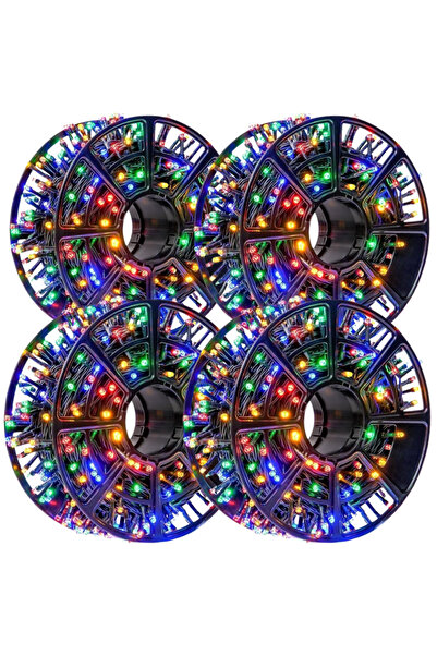 PORKY Set 4 Instalatii Luminoase Craciun, 100 m, 8 Jocuri Luminoase, IP44, Interior/Exterior, Multicolor