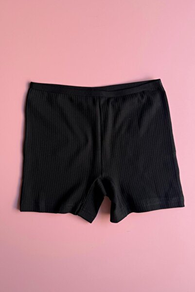 Elosia Cotton Hug | 4-Pack Black, Pink, Green and Blue Ribbed Knit Fabric Cotton A-Line Women's Short Shorts-Boxer