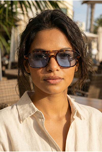 Kapin Etnia Dikdörtgen Güneş Gözlüğü - Leopar Mavi