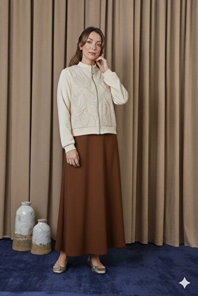 Blue Morpho Scuba Fabric Zippered Skirt