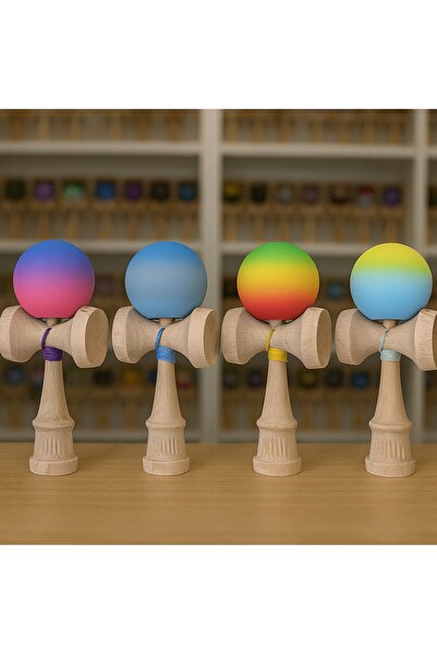 Inovius Kendama din Lemn 18 cm, Model Gradient Multicolor - KEND5551