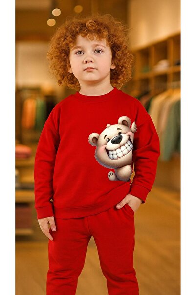 playwear Παιδικό Φούτερ Σετ Ρούχων ŞİŞKO AYI με στάμπα για κορίτσια και αγόρι...