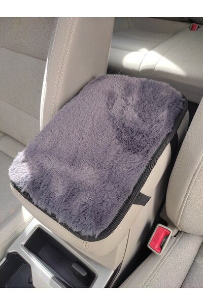 ottotekss Premium Peluş Kışlık Araç Kolçak Pedi Kaymaz Tabanlı (Lastikli Sabi...