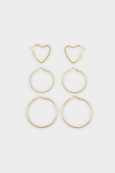 DeFacto Women's 3-Piece Gold Earrings G5106Axns