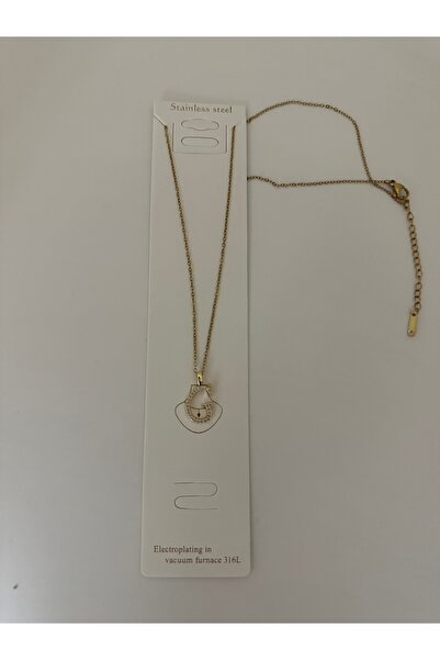 Elfida Shop Steel g Letter Stone Necklace