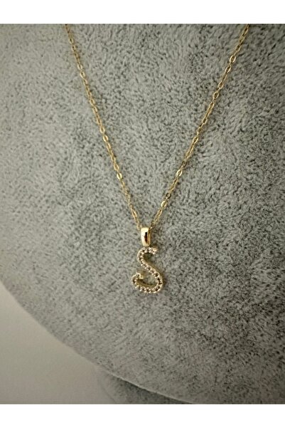 Elfida Shop Steel S Letter Stone Necklace