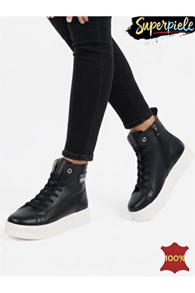 piele naturala Fur-Lined Leather Boots with Uniform Platform |ZILAMO|