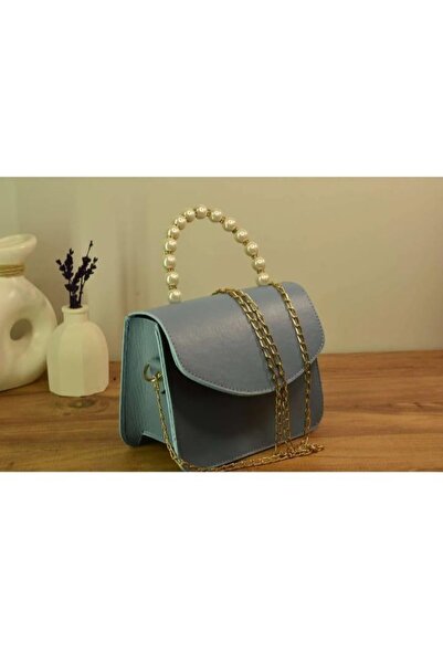 DOĞALYA Women's Stylish Hand and Shoulder Bag with Pearls and Chains