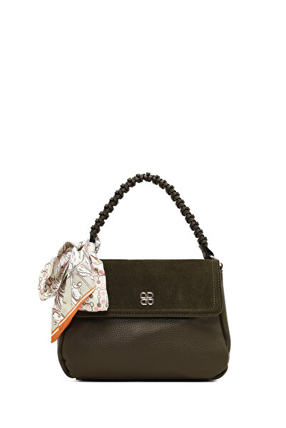 Derimod Women's Khaki Long Strap Suede Leather Shoulder Bag 25Wbd253314