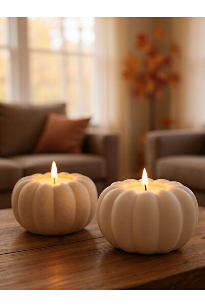 3DayıCrafts 3D Premium Balkabağı Mumluk – Seramik Dokulu – Dekoratif Ambiyans...